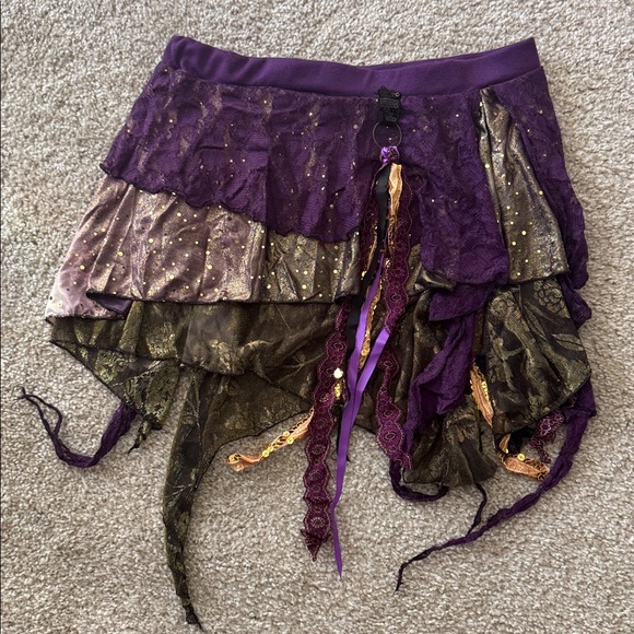 Enchanted Dream Wear Dresses & Skirts - Purple & Gold Fairy Festival Mini Skirt Size Medium w/ Multiple Layers + Fabric